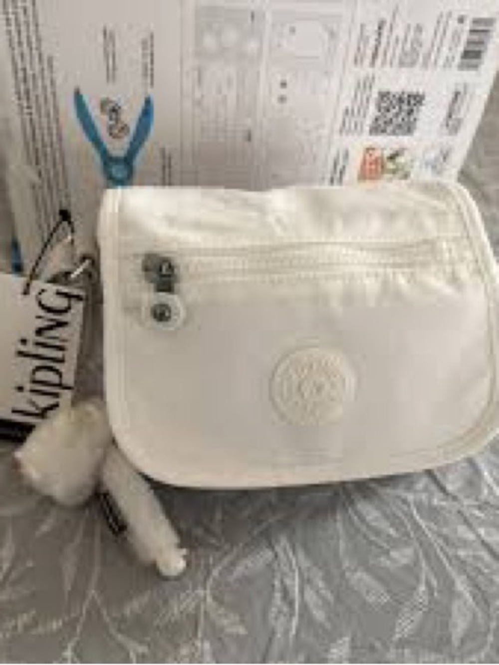 Kipling NWT $89 Sabian Cream Nylon Crossbody with Monkey Charm